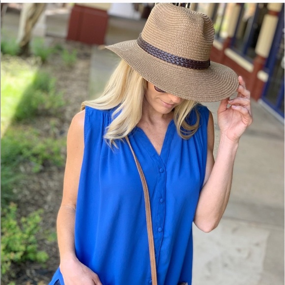 LAST ONE Panama Hat w/ Braided Vegan Leather Trim - Picture 5 of 6